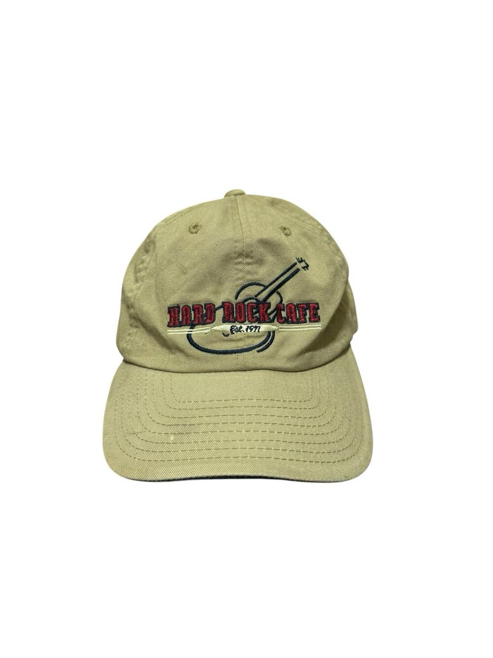 Hard Rock Cafe Madrid Spain Embroidered Beige Khaki Adjustable Hat Cap
